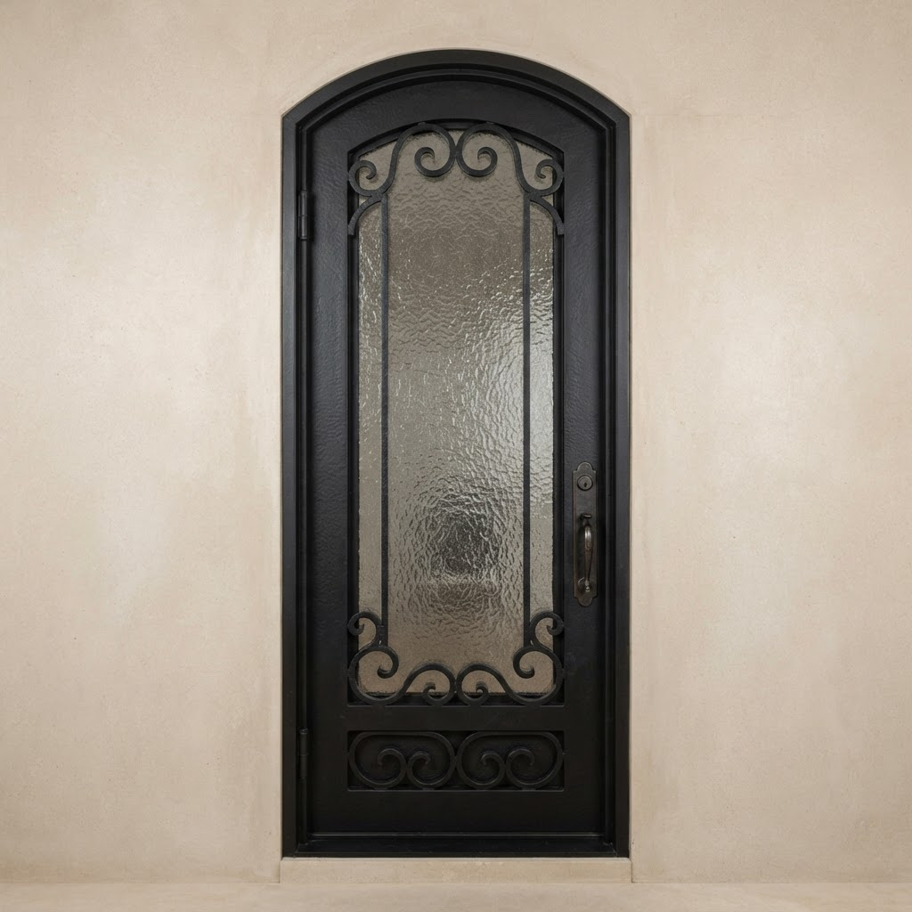 Custom wrought iron entry door