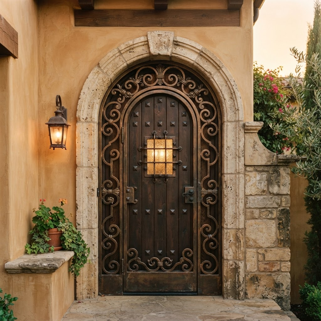 Traditional Iron Doors on a Mediterranean facade