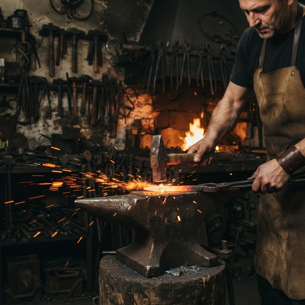 Inside the ironwork shop